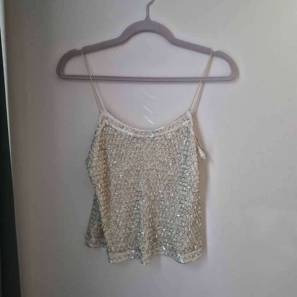 Elegant Silver Sequin Women's Top